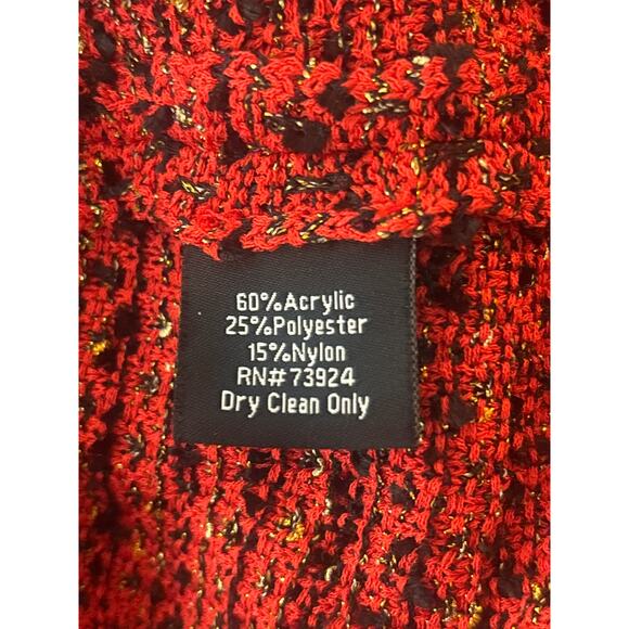 Exclusively Misook Red Black Cardigan Chain Link Knit Jacket NO Size Tag 1X? - Picture 9 of 10